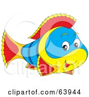 Royalty Free RF Clipart Illustration Of An Adorable Blue And Yellow Fish