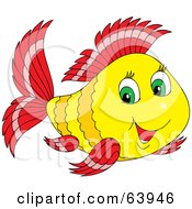Royalty Free RF Clipart Illustration Of An Energetic Yellow And Red Fish