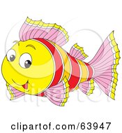 Royalty Free RF Clipart Illustration Of A Friendly Yellow Orange Red And Pink Fish