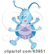 Poster, Art Print Of Happy Walking Blue Bug