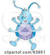 Royalty Free RF Clipart Illustration Of A Happy Walking Blue Bug