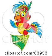 Poster, Art Print Of Friendly Parrot With Colorful Feathers Wearing Snorkel Gear