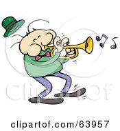 Poster, Art Print Of Trumpet Musician In A Dark Green Shirt
