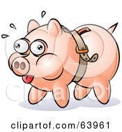 Royalty Free RF Clipart Illustration Of A Piggy Bank Being Squeezed By A Belt by gnurf #COLLC63961-0050
