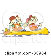 Royalty Free RF Clipart Illustration Of A Happy Couple Canoeing by gnurf