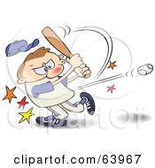 Poster, Art Print Of Focused Athlete Hitting A Baseball With A Bat