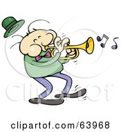 Poster, Art Print Of Trumpet Musician In A Light Green Shirt