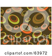 Poster, Art Print Of Brown Retro Background Of Yellow And Orange Circles