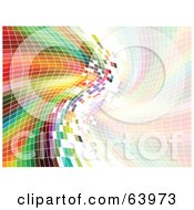 Royalty Free RF Clipart Illustration Of A Curving Rainbow Mosaic Background With A Pastel Side