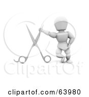 Poster, Art Print Of 3d White Character Hair Stylist With Shears