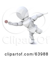 Poster, Art Print Of 3d White Character Engaged In A Game Of Cricket - Version 4