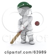 3d White Character Cricketer - Version 1