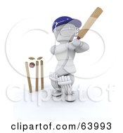 Poster, Art Print Of 3d White Character Cricketer - Version 7