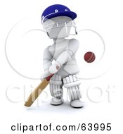 3d White Character Cricketer - Version 2
