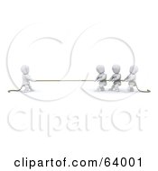 Royalty Free RF Clipart Illustration Of A 3d White Character Playing Tug Of War Against Three Other Players by KJ Pargeter