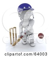 Poster, Art Print Of 3d White Character Cricketer - Version 3