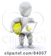 Poster, Art Print Of 3d White Character Contractor Holding A Clipboard