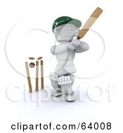 Poster, Art Print Of 3d White Character Cricketer - Version 6