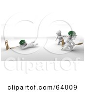 Poster, Art Print Of 3d White Characters Playing A Game Of Cricket - Version 4