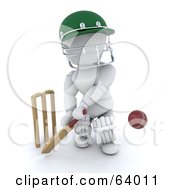 Poster, Art Print Of 3d White Character Cricketer - Version 4
