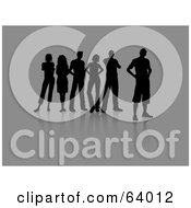 Royalty Free RF Clipart Illustration Of A Group Of Silhouetted Adults Standing Against Gray