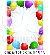 Poster, Art Print Of Pastel Burst Background Bordered With Confetti And Party Balloons