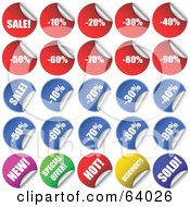 Digital Collage Of Peeling Colorful Retail Sale Stickers