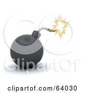 Royalty Free RF Clipart Illustration Of A 3d Bomb With A Sparking Fuse