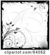 Royalty Free RF Clipart Illustration Of A Grunge Black Border Around A White Background With Black Vines