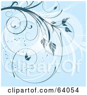 Royalty Free RF Clipart Illustration Of A Blue Floral Vine Swirl Background