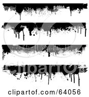 Poster, Art Print Of Digital Collage Of Four Black Grungy Dripping Borders On White
