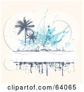 Poster, Art Print Of Grungy White Text Box With Drips And Palm Trees