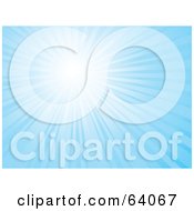 Royalty Free RF Clipart Illustration Of A Background Of A Bright Light With Rays Of Blue by KJ Pargeter
