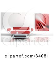 Royalty Free RF Clipart Illustration Of A Red Piece Of Art Near A Modern Sofa And Coffee Table by KJ Pargeter