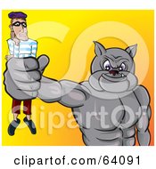 Poster, Art Print Of Strong Bulldog Holding A Burglar In His Fist