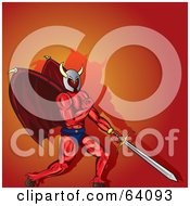 Poster, Art Print Of Strong Devil Warrior With Wings And A Sword Flexing