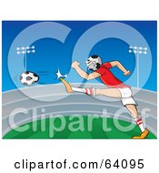Poster, Art Print Of Soccer Headed Athlete Kicking A Ball In A Field