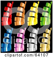 Poster, Art Print Of Digital Collage Of Colorful Curly Confetti Strips On A Black Background - Version 2