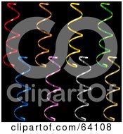 Poster, Art Print Of Digital Collage Of Colorful Curly Confetti Strips On A Black Background - Version 3
