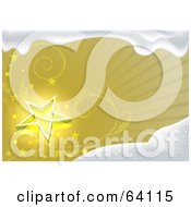Royalty Free RF Clipart Illustration Of A Yellow Background With Stars And Glitter Vines Bordered In Snow
