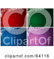 Royalty Free RF Clipart Illustration Of A Digital Collage Of Four Red Green Blue And Purple Christmas Burst Backgrounds