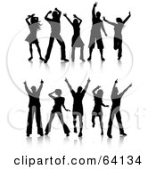 Poster, Art Print Of Digital Collage Of Two Rows Of Silhouetted Dancers Waving Their Arms