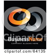 Poster, Art Print Of Pre-Made Logo Of Two Orange And Chrome Rings Above Space For A Business Name And Company Slogan On Black