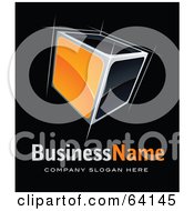 Poster, Art Print Of Pre-Made Logo Of An Orange Sketched Cube Above Space For A Business Name And Company Slogan On Black