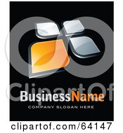 Poster, Art Print Of Pre-Made Logo Of Orange And Chrome Windows Above Space For A Business Name And Company Slogan On Black