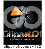 Royalty Free RF Clipart Illustration Of A Pre Made Logo Of Orange And Black Triangles Above Space For A Business Name And Company Slogan On Black