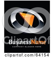 Royalty Free RF Clipart Illustration Of A Pre Made Logo Of A Chrome And Orange Dial Pointing Right Above Space For A Business Name And Company Slogan On Black