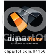 Poster, Art Print Of Pre-Made Logo Of Orange Solar Panels Above Space For A Business Name And Company Slogan On Black