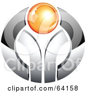 Royalty Free RF Clipart Illustration Of A Pre Made Logo Of An Orange Orb On Chrome by beboy #COLLC64158-0058