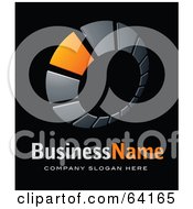 Royalty Free RF Clipart Illustration Of A Pre Made Logo Of An Orange And Black Dial Above Space For A Business Name And Company Slogan On Black